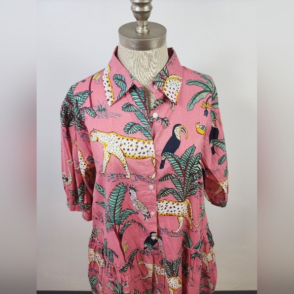 Fox & Hen Pink Animal & Leaf Print Dress Size XLarge - Picture 10 of 16